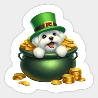 St Patricks Day Maltese Dog Sticker